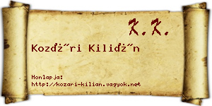Kozári Kilián névjegykártya